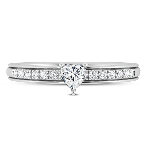 My Trio Rings Trace 7/8 CTW Lab Grown Diamond Heart Solitaire Trio Set in 10KT White Gold