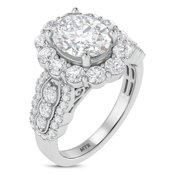 My Trio Rings Dorah 4-1/4 CTW Lab Grown Diamond Oval Solitaire Trio Set in 10KT White Gold