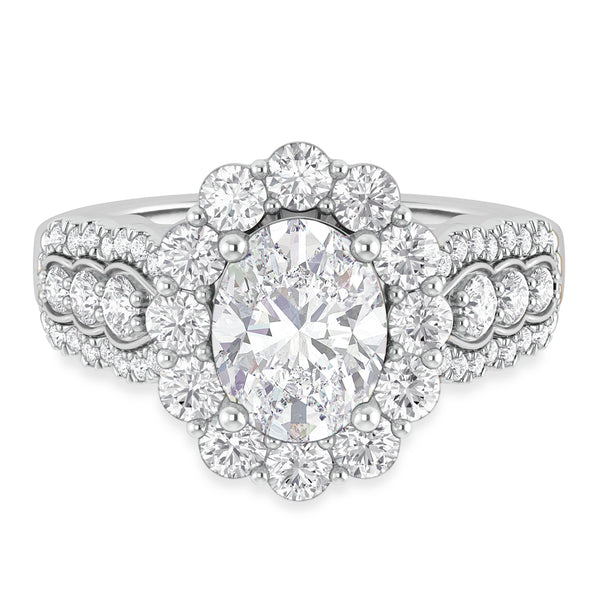 My Trio Rings Dorah 4-1/4 CTW Lab Grown Diamond Oval Solitaire Trio Set in 10KT White Gold