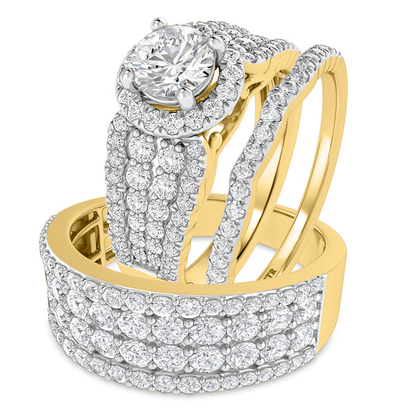 My Trio Rings Amado 3-1/10 CTW Lab Grown Diamond Round Solitaire Trio Set in 10KT Yellow Gold