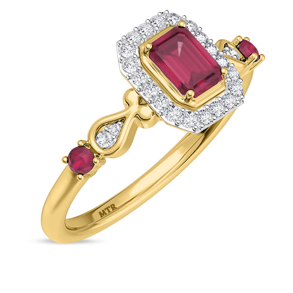 My Trio Rings Garland 1-1/10 CTW Ruby and Diamond Trio Matching Wedding Ring Set 10KT Yellow Gold