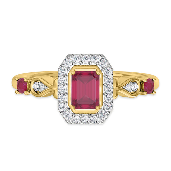 My Trio Rings Garland 1-1/10 CTW Ruby and Diamond Trio Matching Wedding Ring Set 10KT Yellow Gold