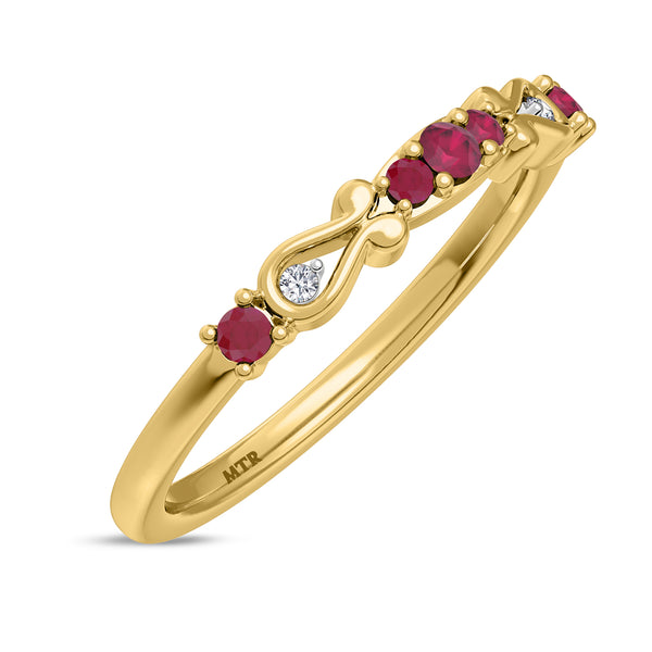 My Trio Rings Garland 1-1/10 CTW Ruby and Diamond Trio Matching Wedding Ring Set 10KT Yellow Gold