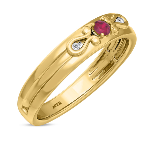 My Trio Rings Garland 1-1/10 CTW Ruby and Diamond Trio Matching Wedding Ring Set 10KT Yellow Gold
