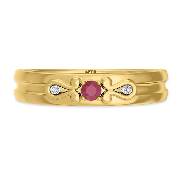 My Trio Rings Garland 1-1/10 CTW Ruby and Diamond Trio Matching Wedding Ring Set 10KT Yellow Gold