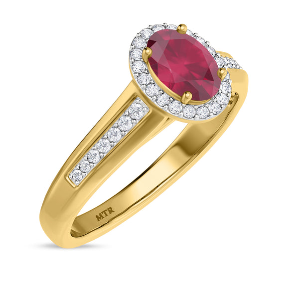 My Trio Rings Chrisoula 7/8 Carat T.W. Ruby and Diamond Matching Bridal Ring Set 10KT Yellow Gold
