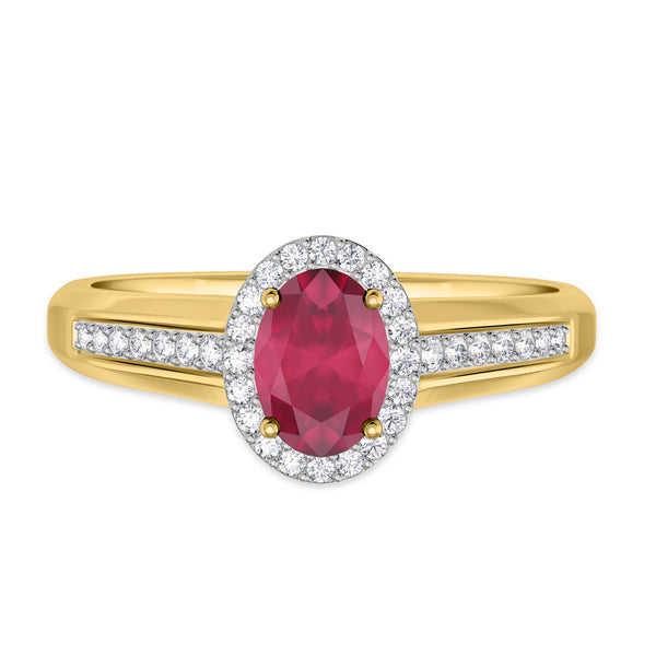 My Trio Rings Chrisoula 7/8 Carat T.W. Ruby and Diamond Matching Bridal Ring Set 10KT Yellow Gold