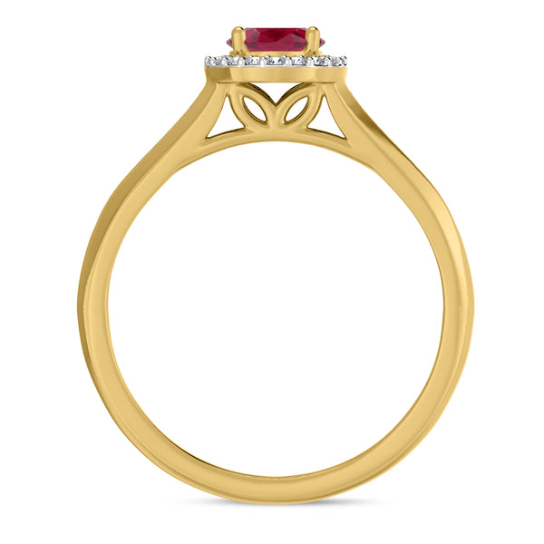 My Trio Rings Chrisoula 7/8 Carat T.W. Ruby and Diamond Matching Bridal Ring Set 10KT Yellow Gold