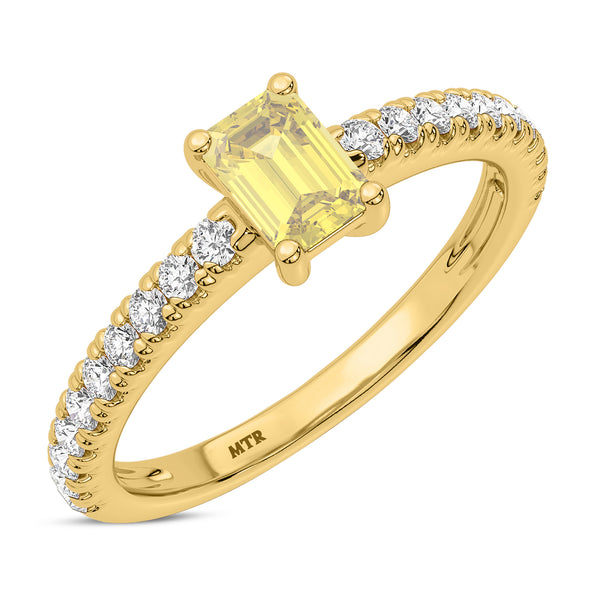 My Trio Rings Zaila 2 CTW Lab Grown Emerald Solitaire Yellow Diamond Bridal Set in 10KT Yellow Gold