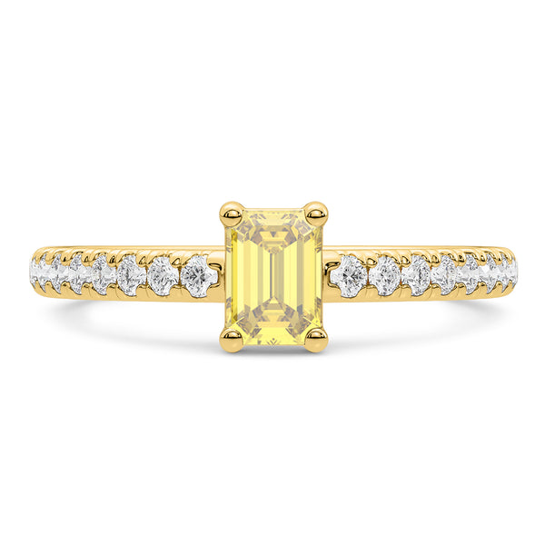 My Trio Rings Zaila 2 CTW Lab Grown Emerald Solitaire Yellow Diamond Bridal Set in 10KT Yellow Gold
