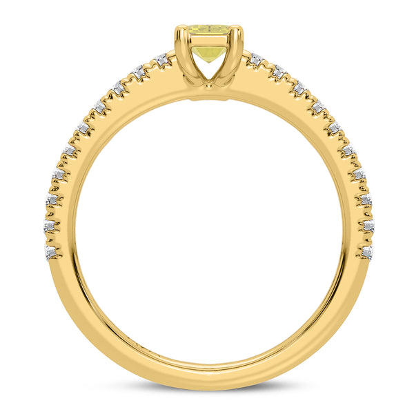 My Trio Rings Zaila 2 CTW Lab Grown Emerald Solitaire Yellow Diamond Bridal Set in 10KT Yellow Gold