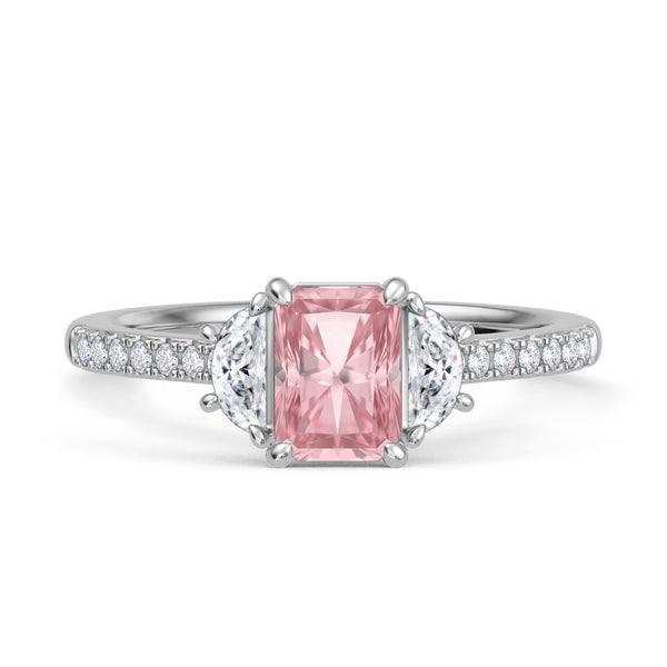 My Trio Rings Aurel 1-3/4 CTW Lab Grown Radiant Solitaire Pink Diamond Bridal Set in 10KT White Gold
