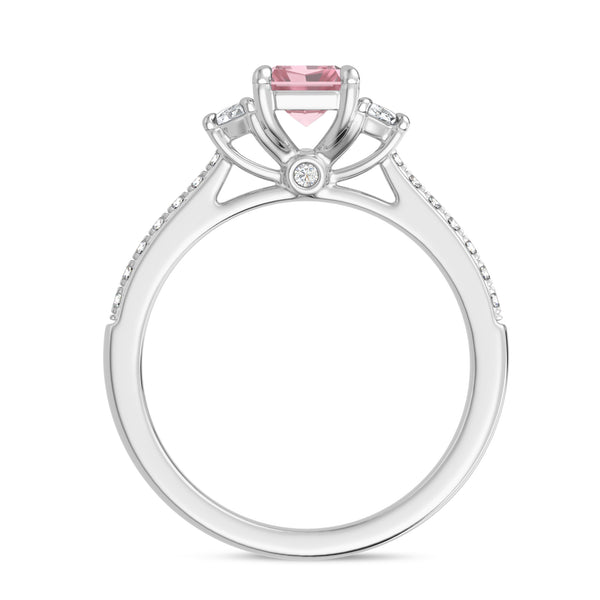 My Trio Rings Aurel 1-3/4 CTW Lab Grown Radiant Solitaire Pink Diamond Bridal Set in 10KT White Gold