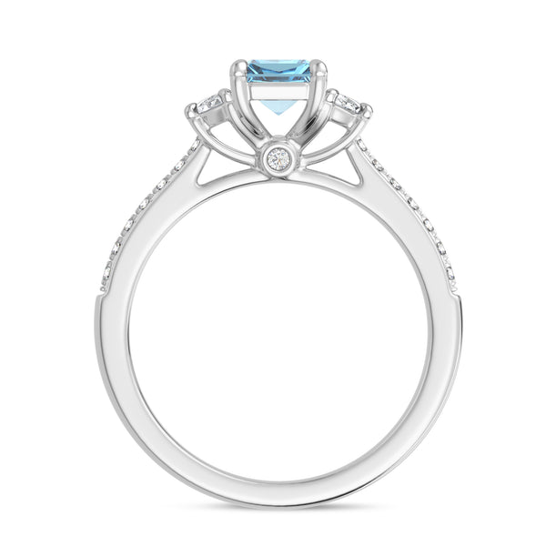 My Trio Rings Aurel 1-3/4 CTW Lab Grown Radiant Solitaire Blue Diamond Bridal Set in 10KT White Gold