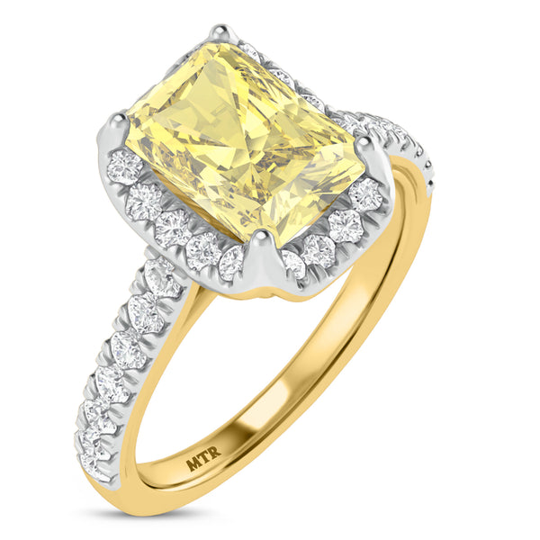 My Trio Rings Daisy 2-3/4 CTW Lab Grown Radiant Solitaire Yellow Diamond Bridal Set in 10KT Yellow Gold