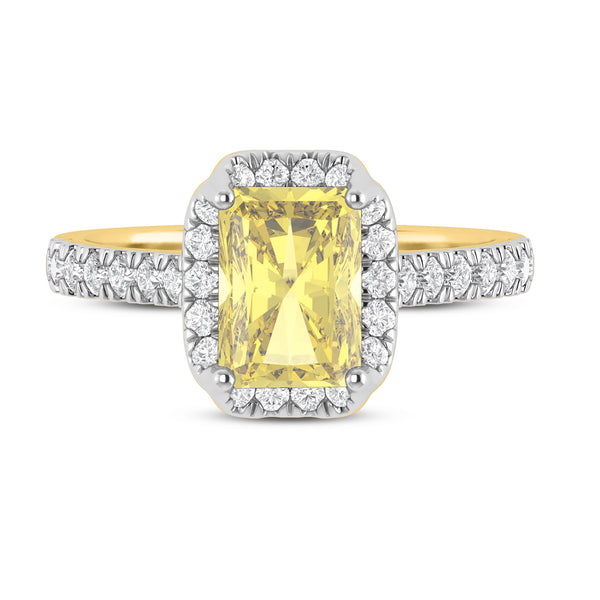 My Trio Rings Daisy 2-3/4 CTW Lab Grown Radiant Solitaire Yellow Diamond Bridal Set in 10KT Yellow Gold