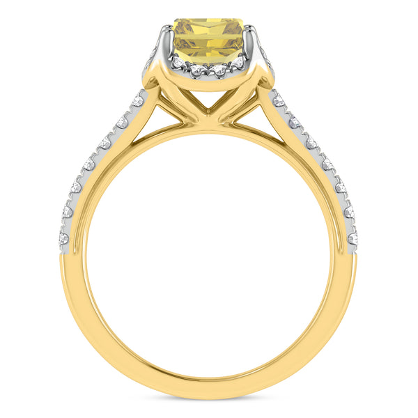 My Trio Rings Daisy 2-3/4 CTW Lab Grown Radiant Solitaire Yellow Diamond Bridal Set in 10KT Yellow Gold