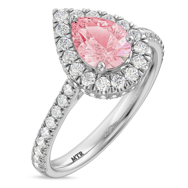 My Trio Rings Frea 2-1/10 CTW Lab Grown Pear Solitaire Pink Diamond Bridal Set in 14KT White Gold