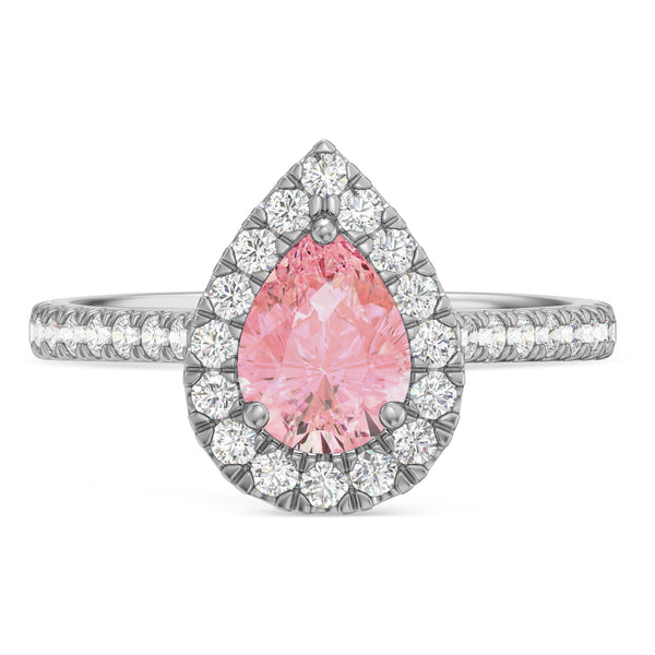 My Trio Rings Frea 2-1/10 CTW Lab Grown Pear Solitaire Pink Diamond Bridal Set in 14KT White Gold