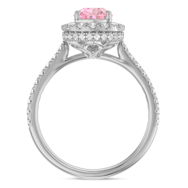 My Trio Rings Frea 2-1/10 CTW Lab Grown Pear Solitaire Pink Diamond Bridal Set in 14KT White Gold