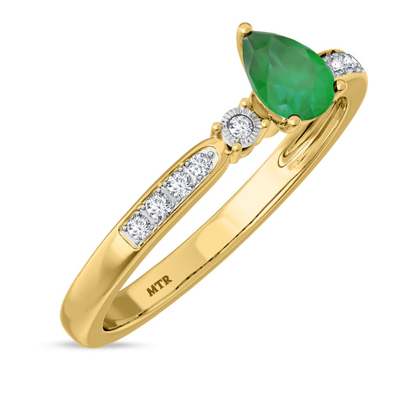 My Trio Rings Hana 2/3 CTW Emerald and Diamond Matching Bridal Ring Set 10KT Yellow Gold