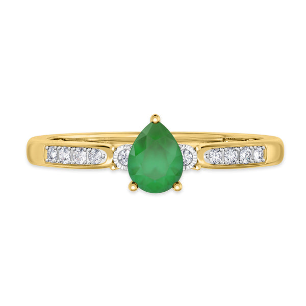 My Trio Rings Hana 2/3 CTW Emerald and Diamond Matching Bridal Ring Set 10KT Yellow Gold