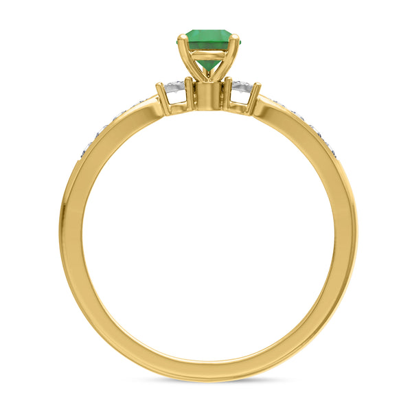 My Trio Rings Hana 2/3 CTW Emerald and Diamond Matching Bridal Ring Set 10KT Yellow Gold