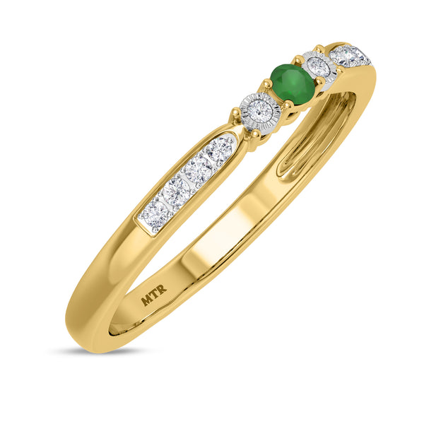 My Trio Rings Hana 2/3 CTW Emerald and Diamond Matching Bridal Ring Set 10KT Yellow Gold