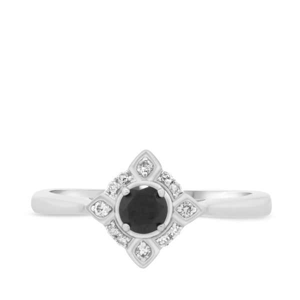 My Trio Rings Rehana 3/8 CTW Black Diamond (Treated) Round Solitaire Bridal Set in 10KT White Gold