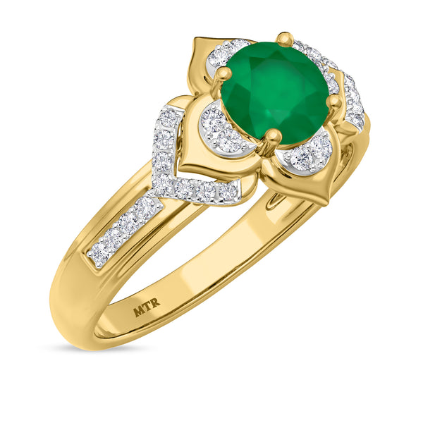 My Trio Rings Clema 1-1/2 CTW Emerald and Diamond Trio Matching Wedding Ring Set 10KT Yellow Gold