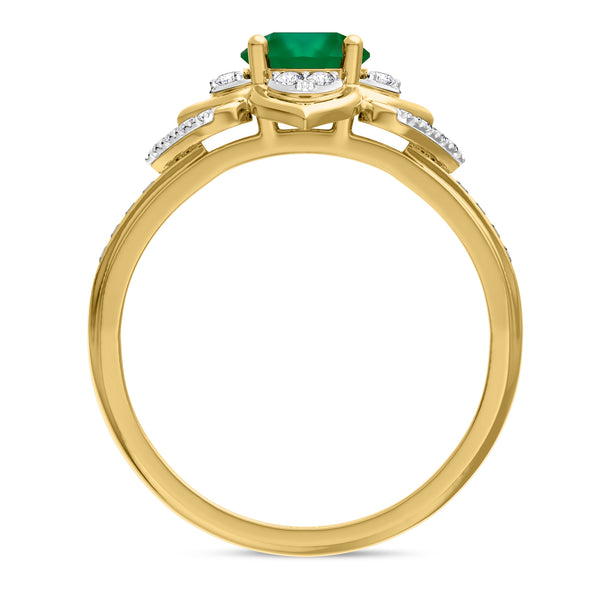 My Trio Rings Clema 1-1/2 CTW Emerald and Diamond Trio Matching Wedding Ring Set 10KT Yellow Gold