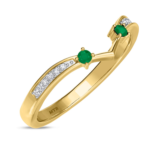 My Trio Rings Clema 1-1/2 CTW Emerald and Diamond Trio Matching Wedding Ring Set 10KT Yellow Gold