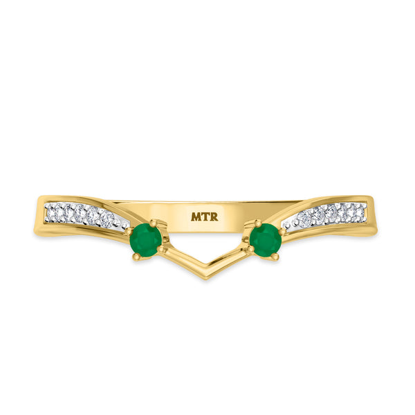My Trio Rings Clema 1-1/2 CTW Emerald and Diamond Trio Matching Wedding Ring Set 10KT Yellow Gold