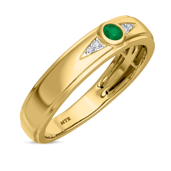 My Trio Rings Clema 1-1/2 CTW Emerald and Diamond Trio Matching Wedding Ring Set 10KT Yellow Gold