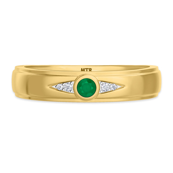 My Trio Rings Clema 1-1/2 CTW Emerald and Diamond Trio Matching Wedding Ring Set 10KT Yellow Gold