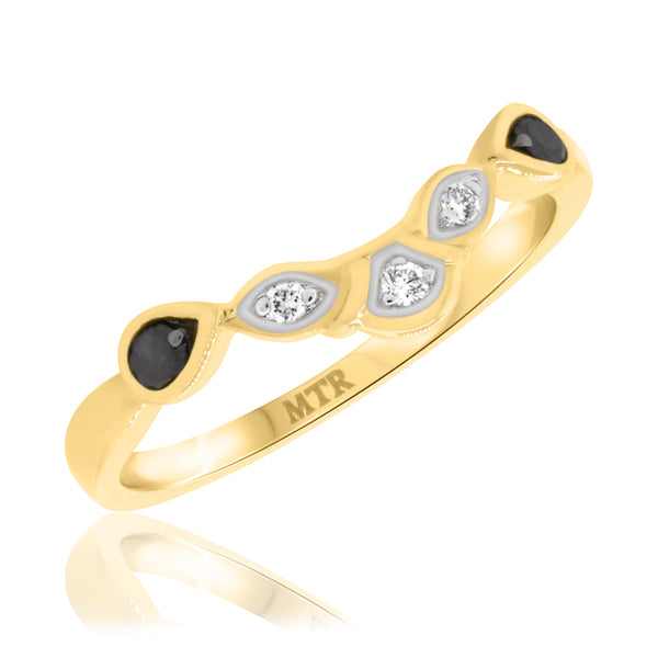 My Trio Rings Soraya 2/3 Carat T.W. Black Diamond (Treated) Round Solitaire Bridal Set in 10KT Yellow Gold