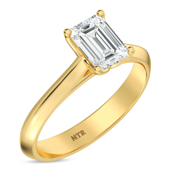My Trio Rings Jena 1 CTW Lab Grown Diamond Emerald Solitaire Bridal Set in 10KT Yellow Gold