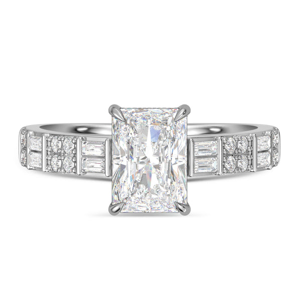 My Trio Rings Nico 2-1/2 CTW Lab Grown Diamond Radiant Solitaire Bridal Set in 10KT White Gold