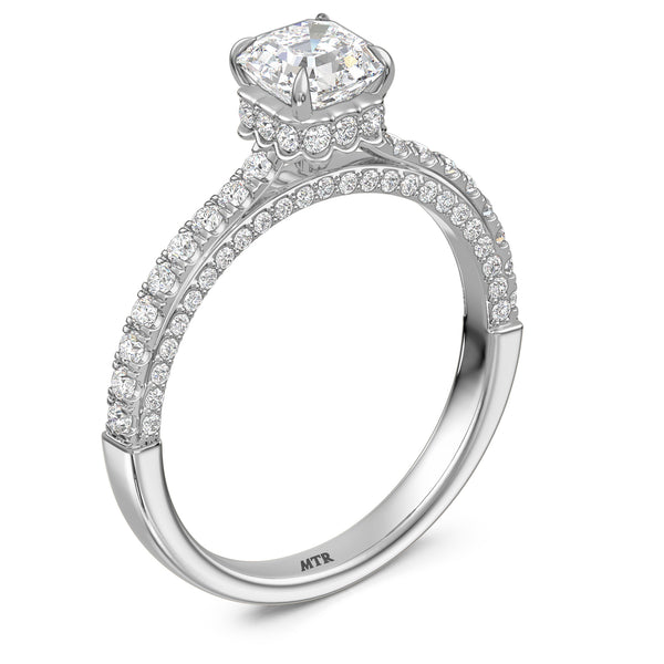 My Trio Rings Zola 2-7/8 CTW Lab Grown Diamond Asscher Solitaire Bridal Set in 10KT White Gold