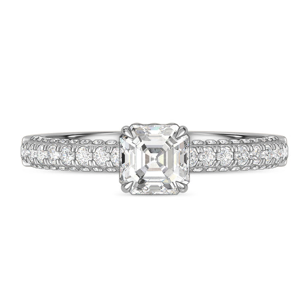 My Trio Rings Zola 2-7/8 CTW Lab Grown Diamond Asscher Solitaire Bridal Set in 10KT White Gold
