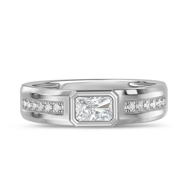 My Trio Rings Renata 3-5/8 CTW Lab Grown Diamond Radiant Solitaire Trio Set in 10KT White Gold