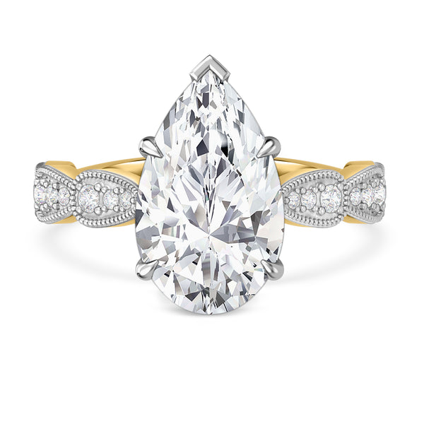 My Trio Rings Fiora 6-1/5 CTW Lab Grown Diamond Pear Solitaire Trio Set in 10KT Yellow Gold