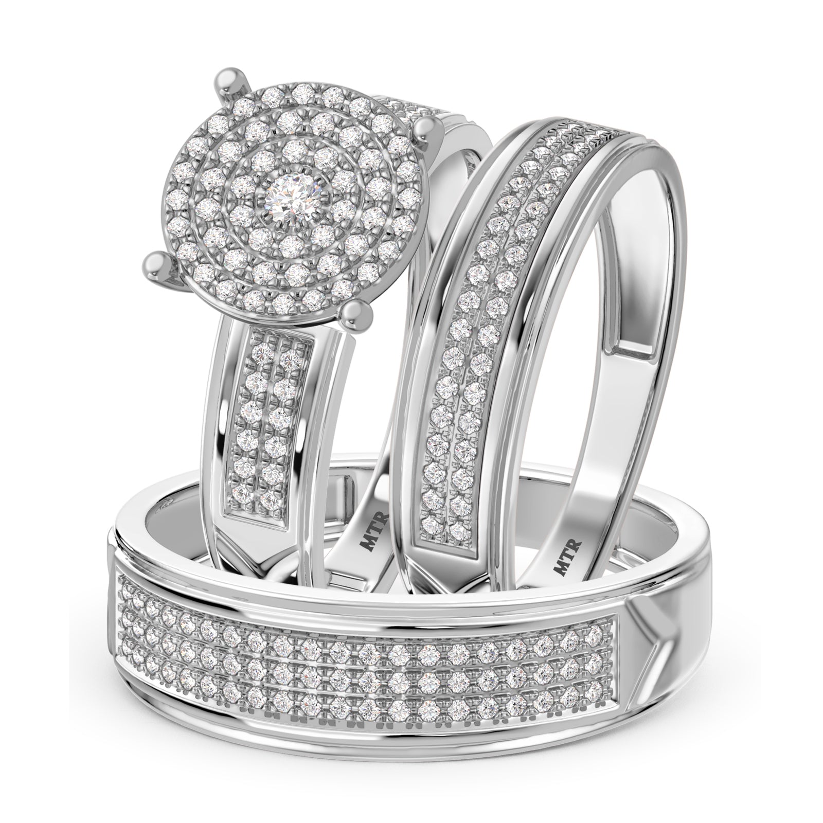 My Trio Rings Gracie 5/8 CTW Lab Grown Diamond Round Cluster Trio Set in 10KT White Gold