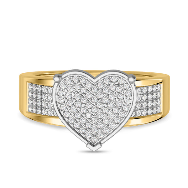 My Trio Rings Valentina 5/8 CTW Lab Grown Diamond Heart Cluster Bridal Set in 10KT Yellow Gold