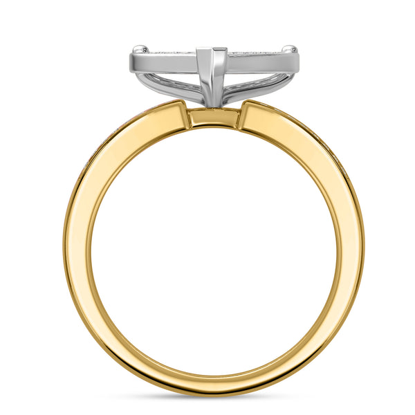 My Trio Rings Valentina 5/8 CTW Lab Grown Diamond Heart Cluster Bridal Set in 10KT Yellow Gold
