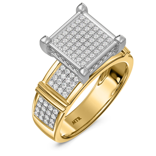 My Trio Rings Amity 3/4 CTW Lab Grown Diamond Princess Cluster Bridal Set in 10KT Yellow Gold