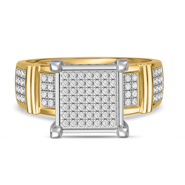 My Trio Rings Amity 3/4 CTW Lab Grown Diamond Princess Cluster Bridal Set in 10KT Yellow Gold