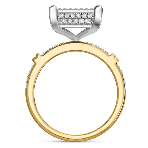 My Trio Rings Amity 3/4 CTW Lab Grown Diamond Princess Cluster Bridal Set in 10KT Yellow Gold