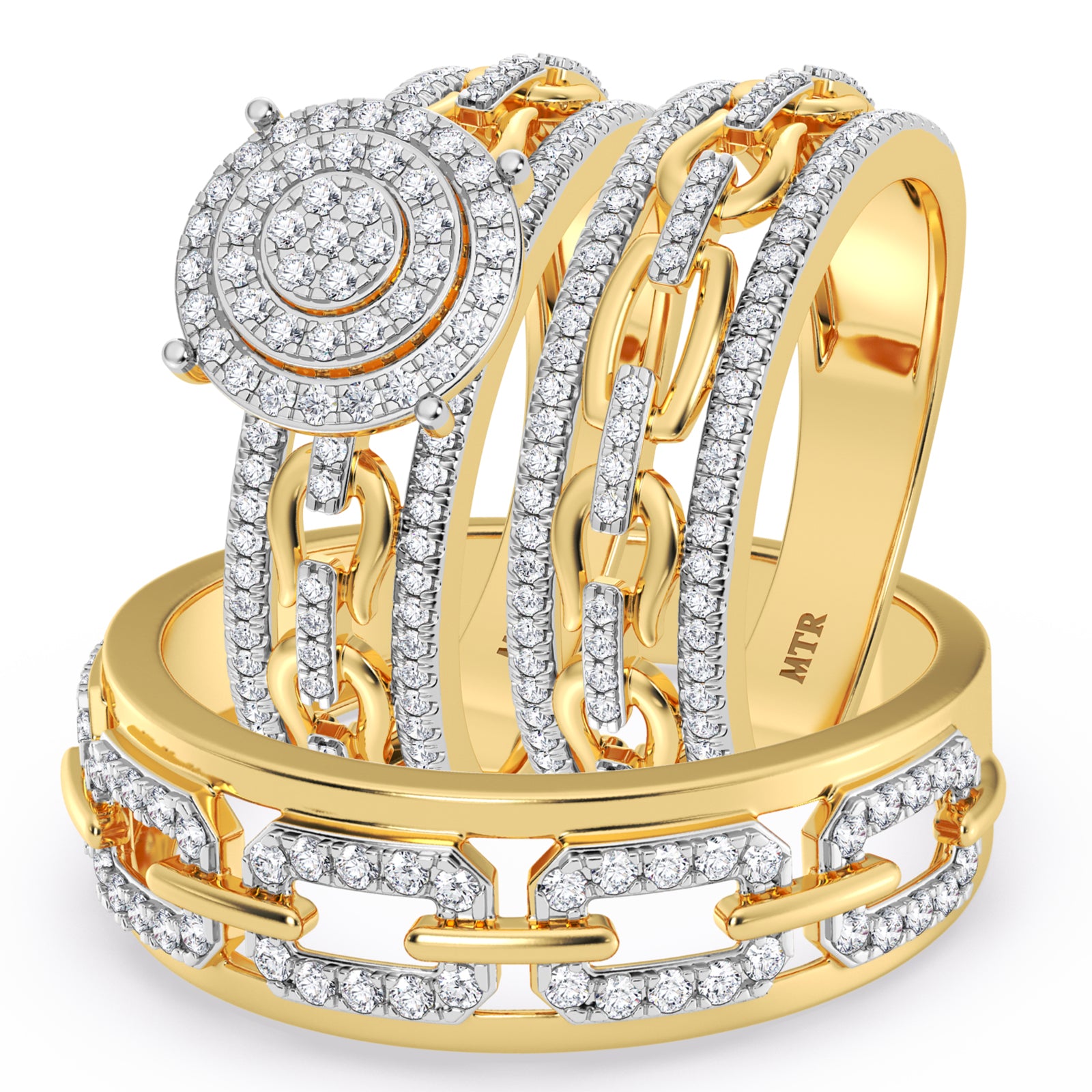My Trio Rings Hartwin 7/8 CTW Lab Grown Diamond Round Cluster Trio Set in 10KT Yellow Gold