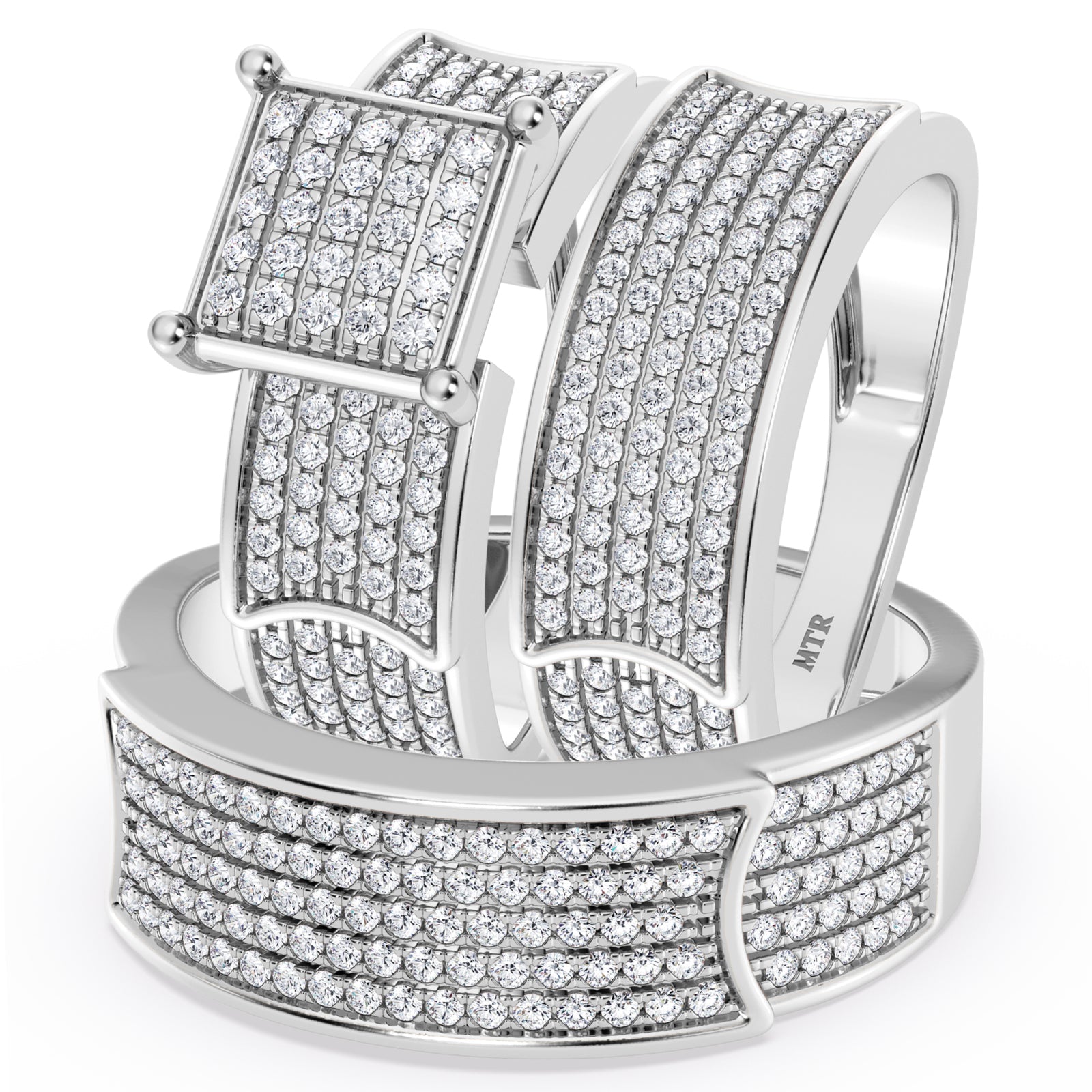 My Trio Rings Berthold 1 CTW Lab Grown Diamond Princess Cluster Trio Set in 10KT White Gold